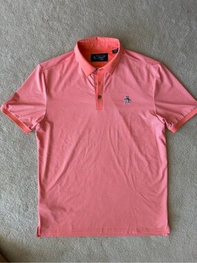 Original Penguin Coral Stripe Polo Shirt